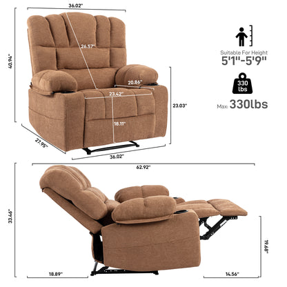 Emerson Massage Recliner Chair Sofa with Heating Vibration - Brown