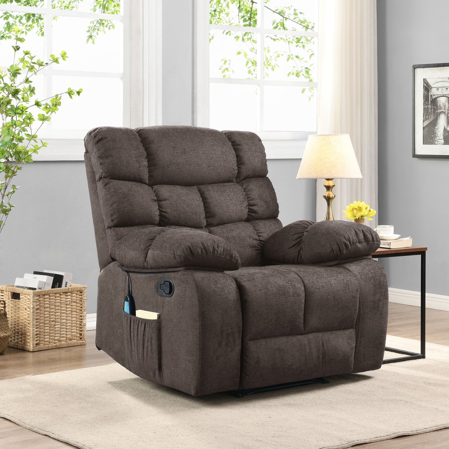 Jovan Power Recliner with Massage - Brown