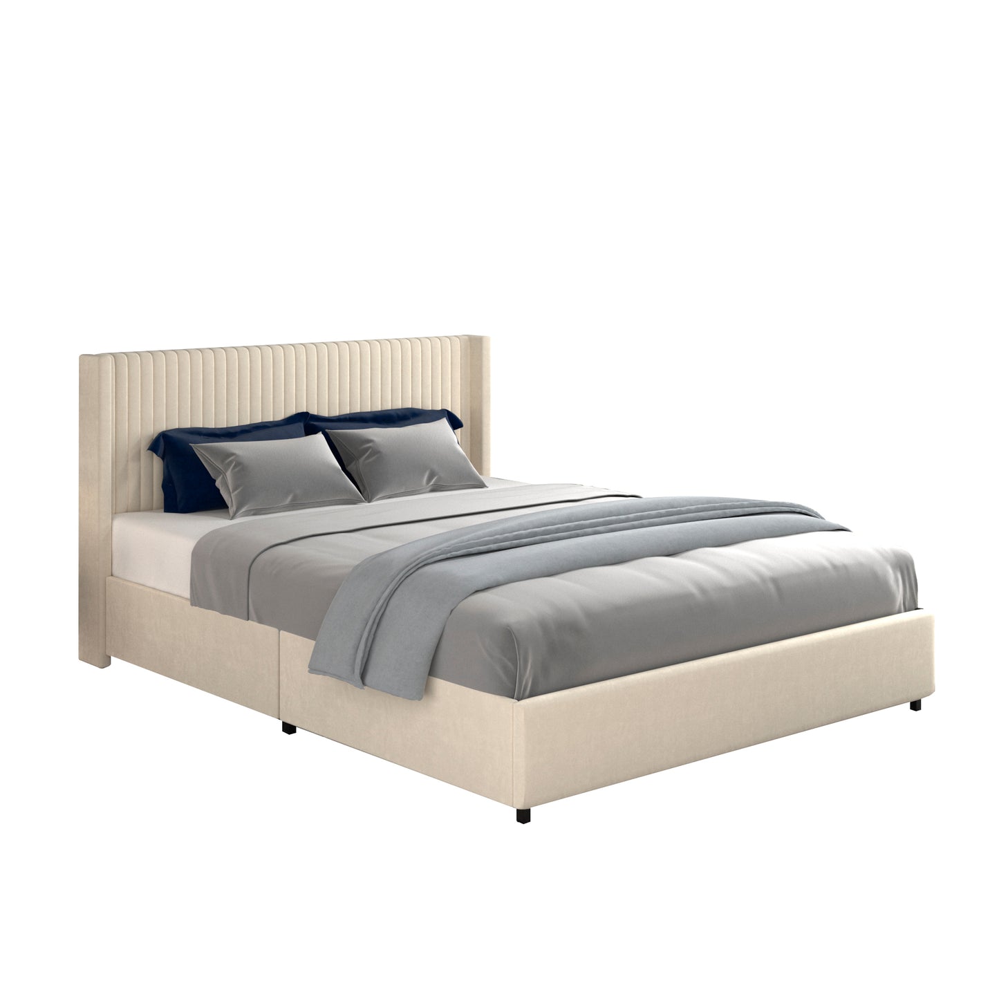 Anna Queen Size Platform Bed - Ivory