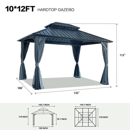 Afix 10 X 12 ft  Permanent Hardtop Gazebo Canopy - Black