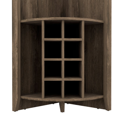 Morgana 8-Bottle 5-Shelf Corner Bar Cabinet - Dark Brown