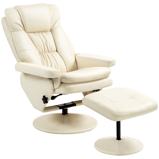 Alfaro Swivel Recliner with Ottoman - Cream