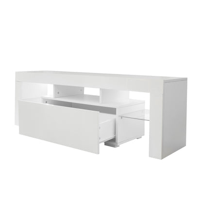 Prime Entertainment TV Stand with LED Light TV - White