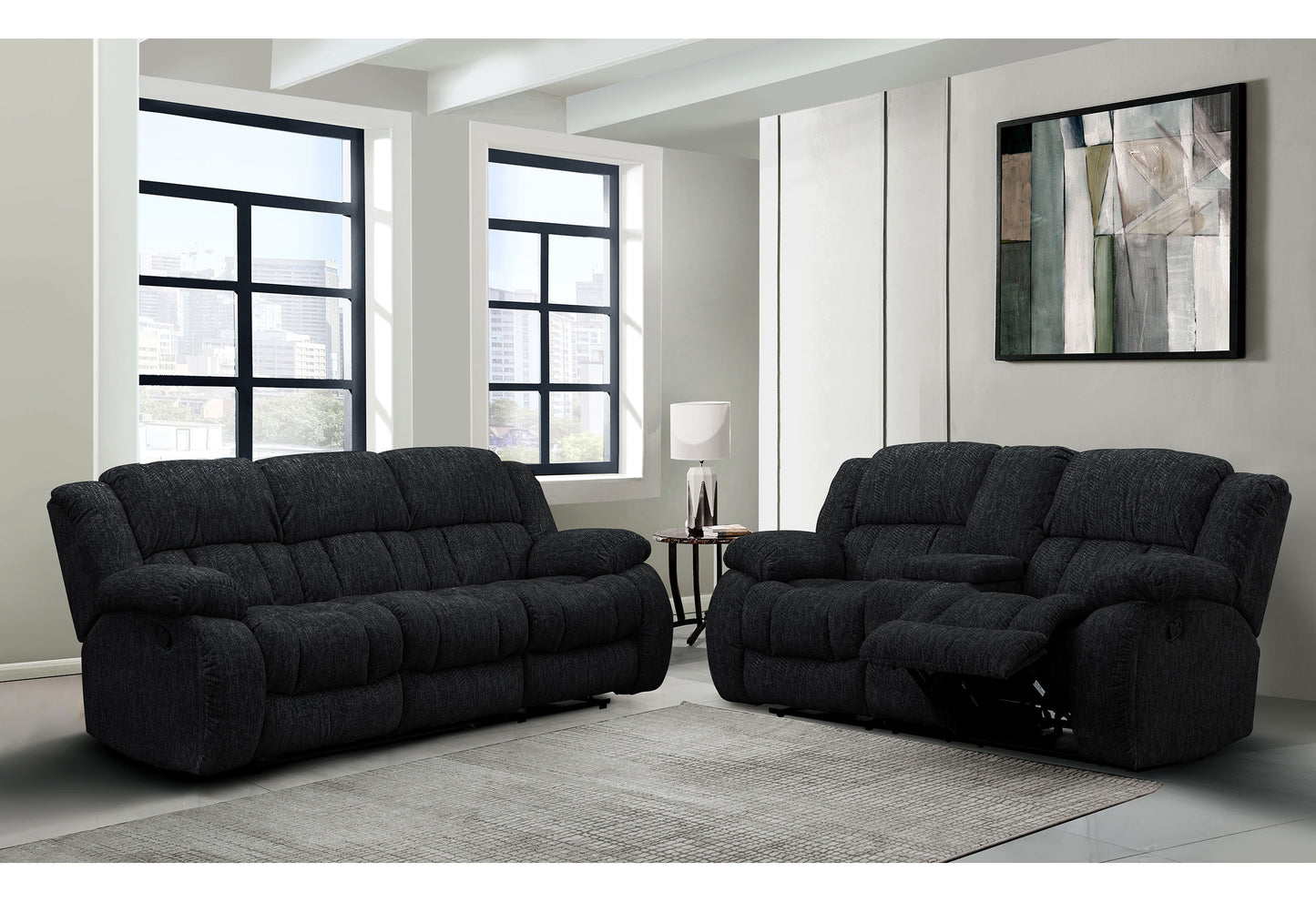 Stonic Recliner Console Loveseat - Black