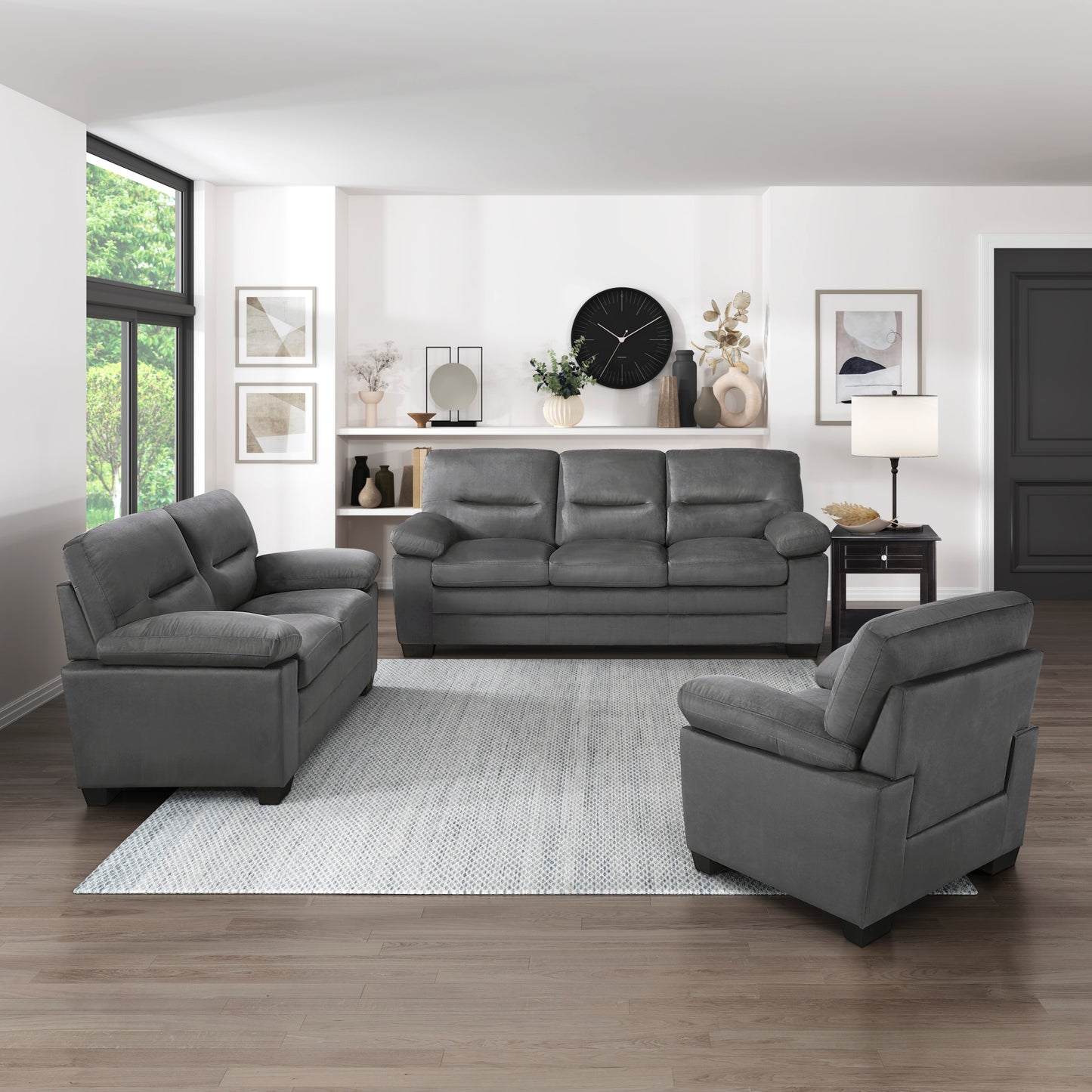 Jaxon Modern Sleek Design Fabric Loveseat - Dark Gray