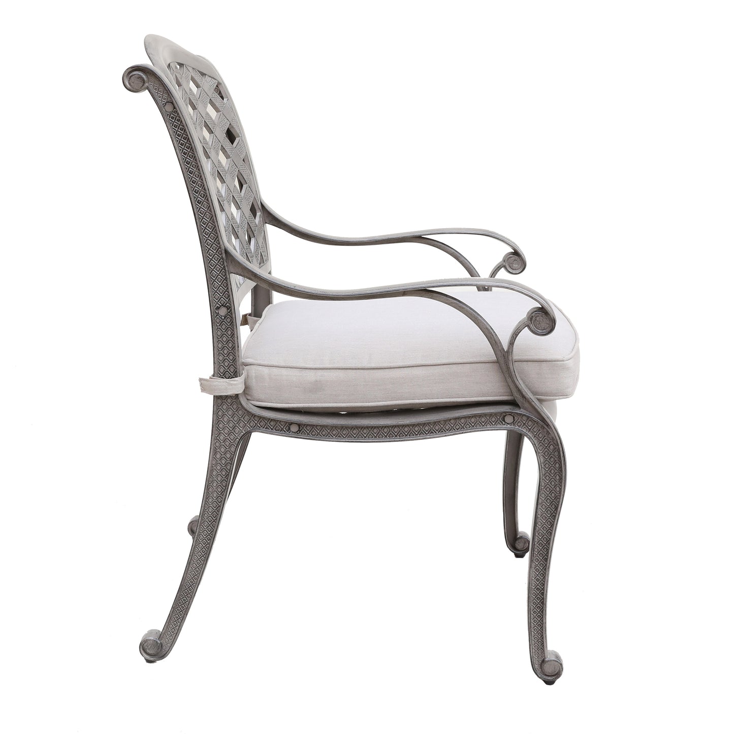 Verno Outdoor Aluminum Dining Arm Chair With Cushion - Gray