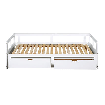 Urban Twin Size Wooden Daybed with 2 Drawers - White