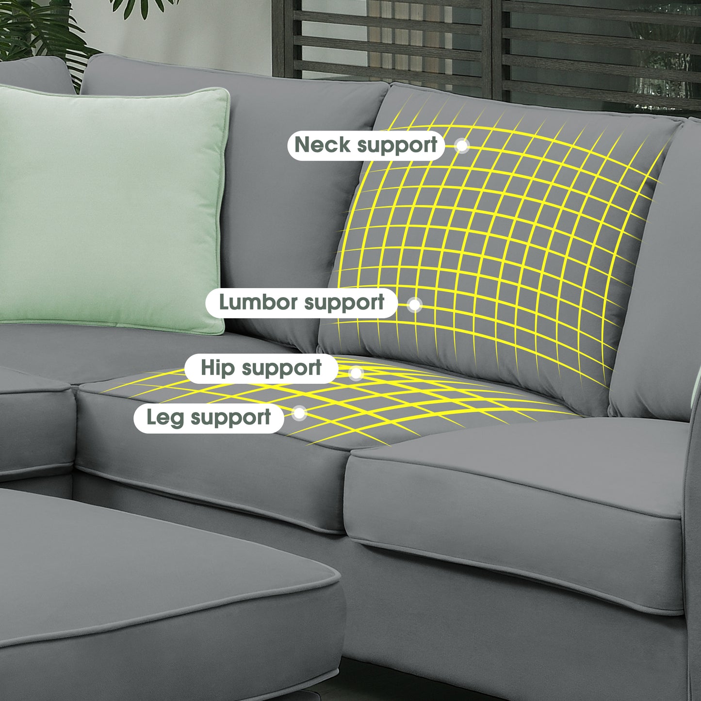 Harper Modular Sectional Sofa with Ottoman - Grey