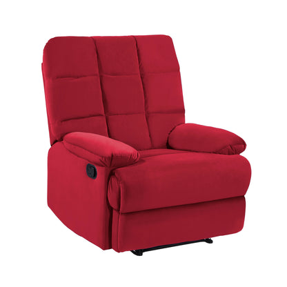 Ora Velvet Upholstery Square Tufted Recliner - Red