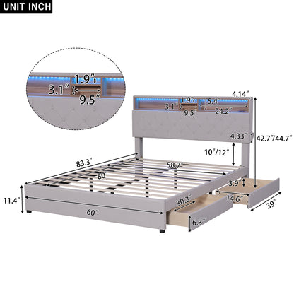 Nectar Queen Size Upholstered Platform Bed - Beige