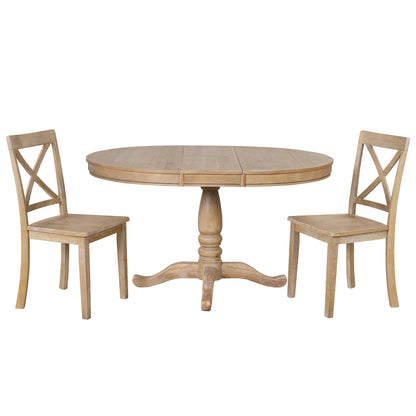 Vivia 5pc Dining Set Round Table 4x side Chairs - Natural