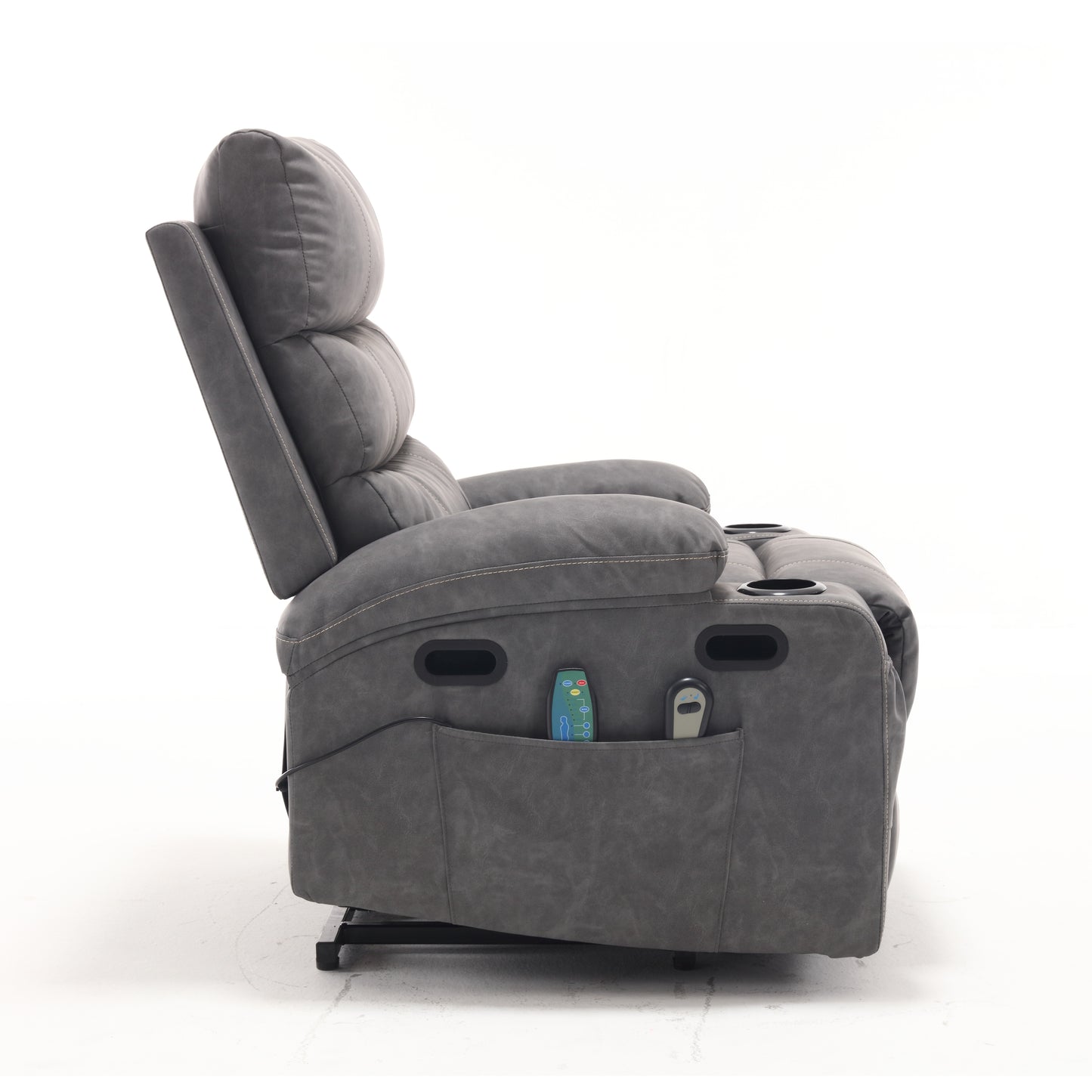 Elias Large Power Lift Recliner Chair with Massage - Gray