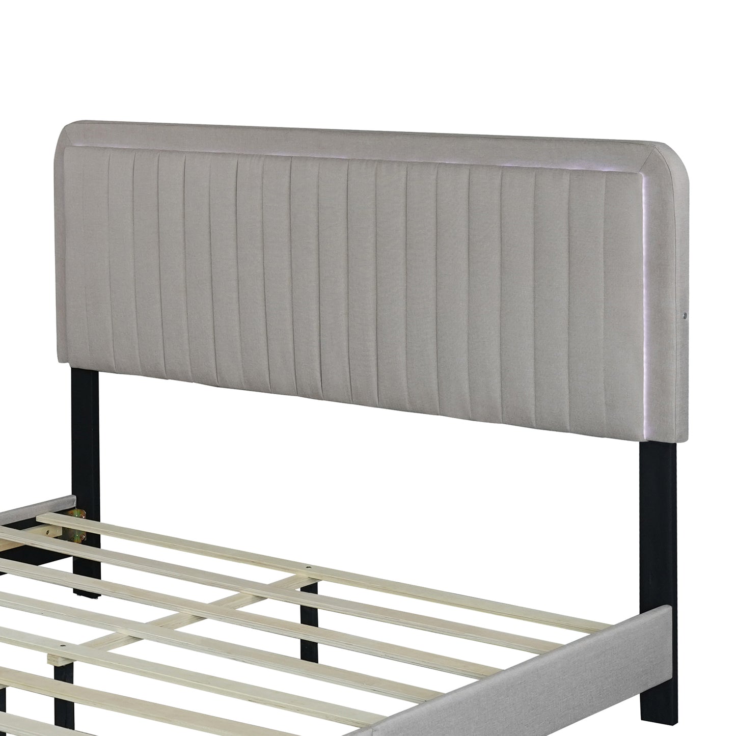 Huka Queen Size Platform Bed with Adjustable Height - Beige