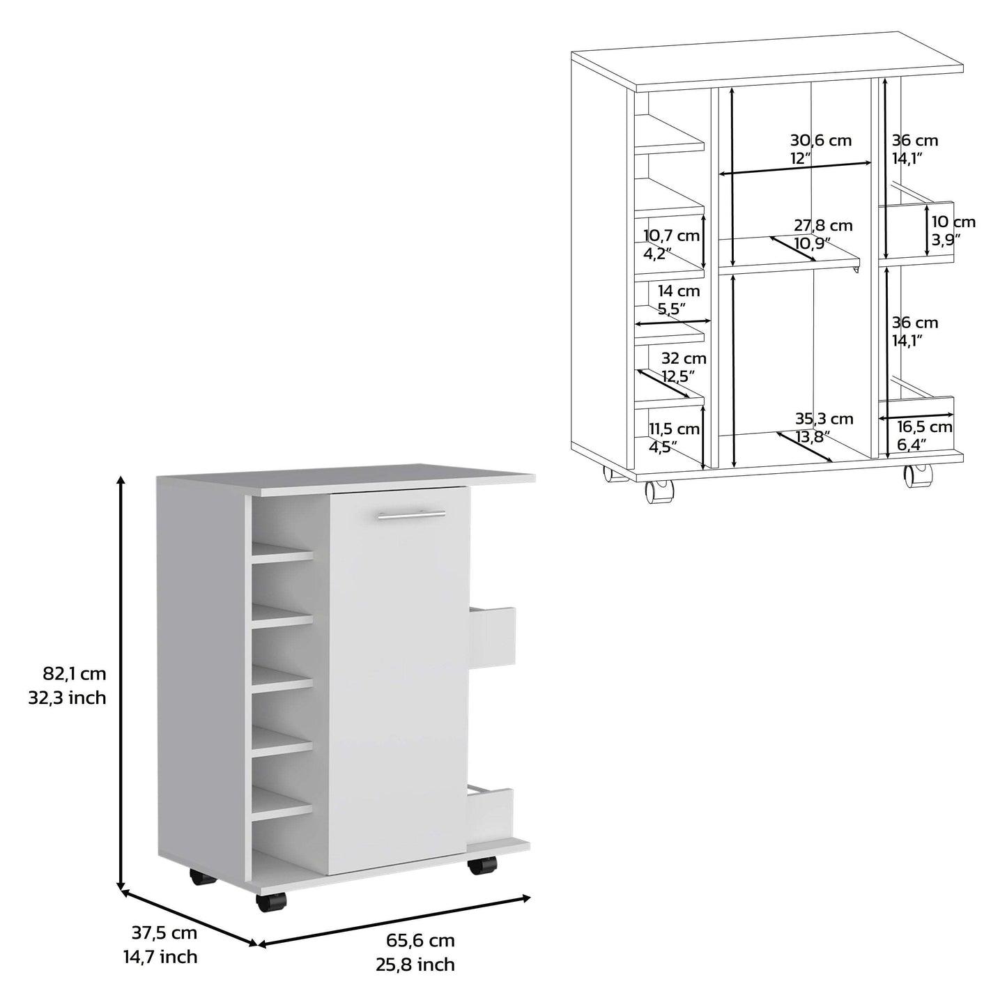 Isaac  Bar Cart - White