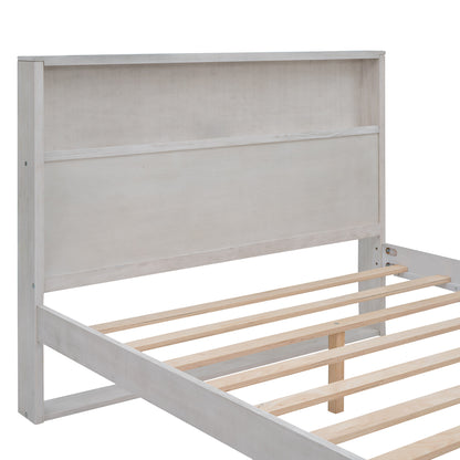 Mora Full Size Platform Bed Frame with Storage - White