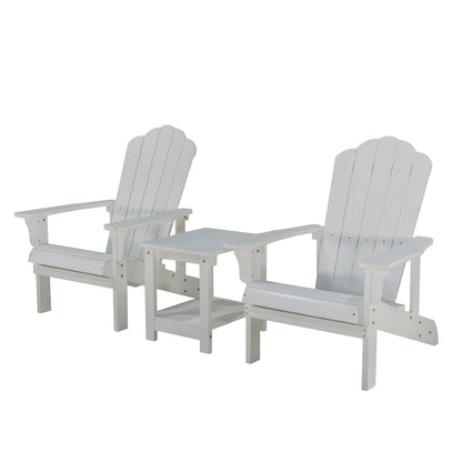 Urbina 3 Pc Outdoor Patio Adirondack Chairs Set  - White