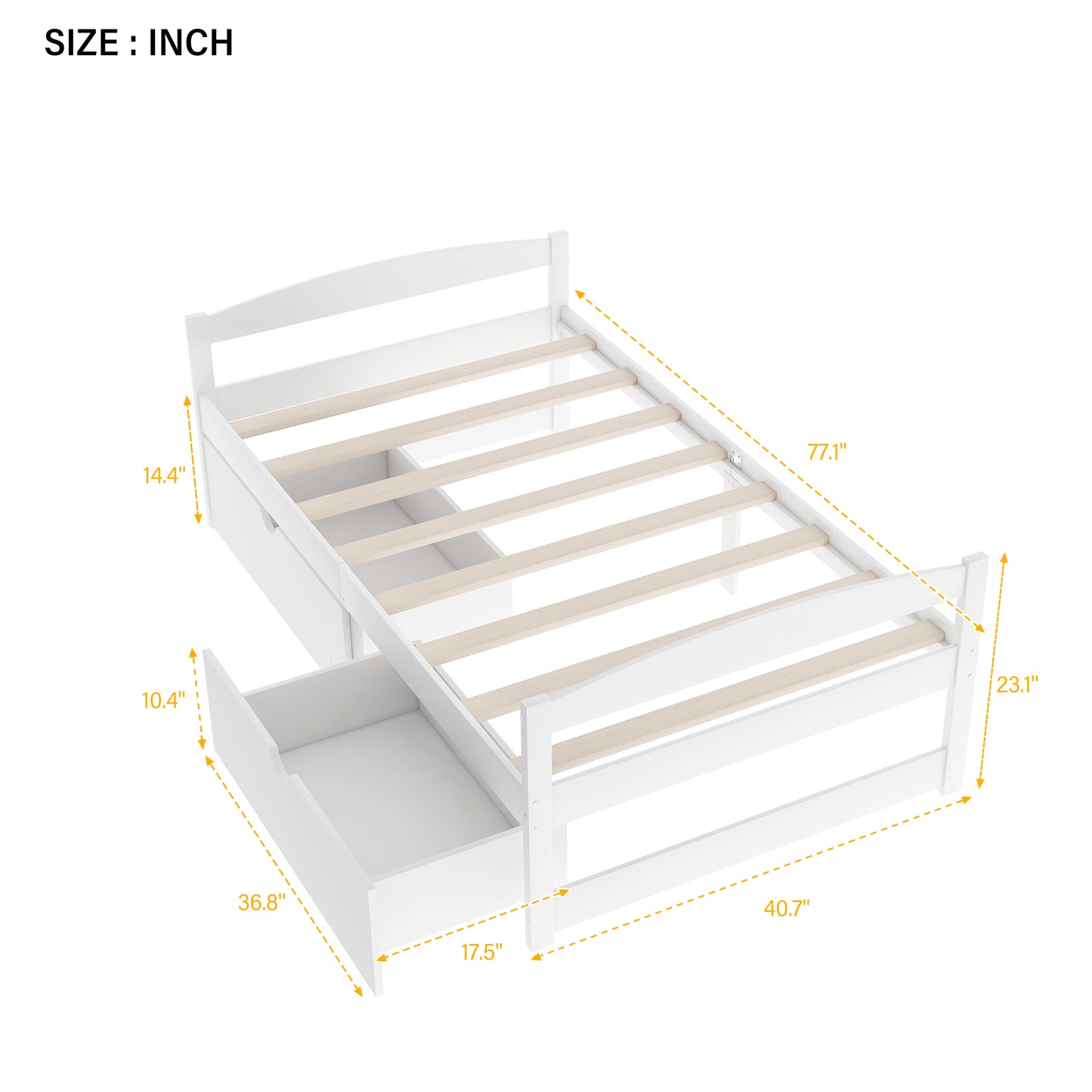 Array Twin Size Daybed with 2 Drawers - White