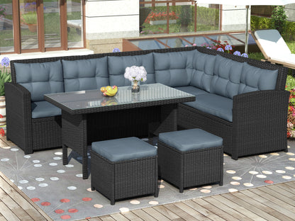 Miles 6 Pc Outdoor Patio Sectional Sofa Set - Black