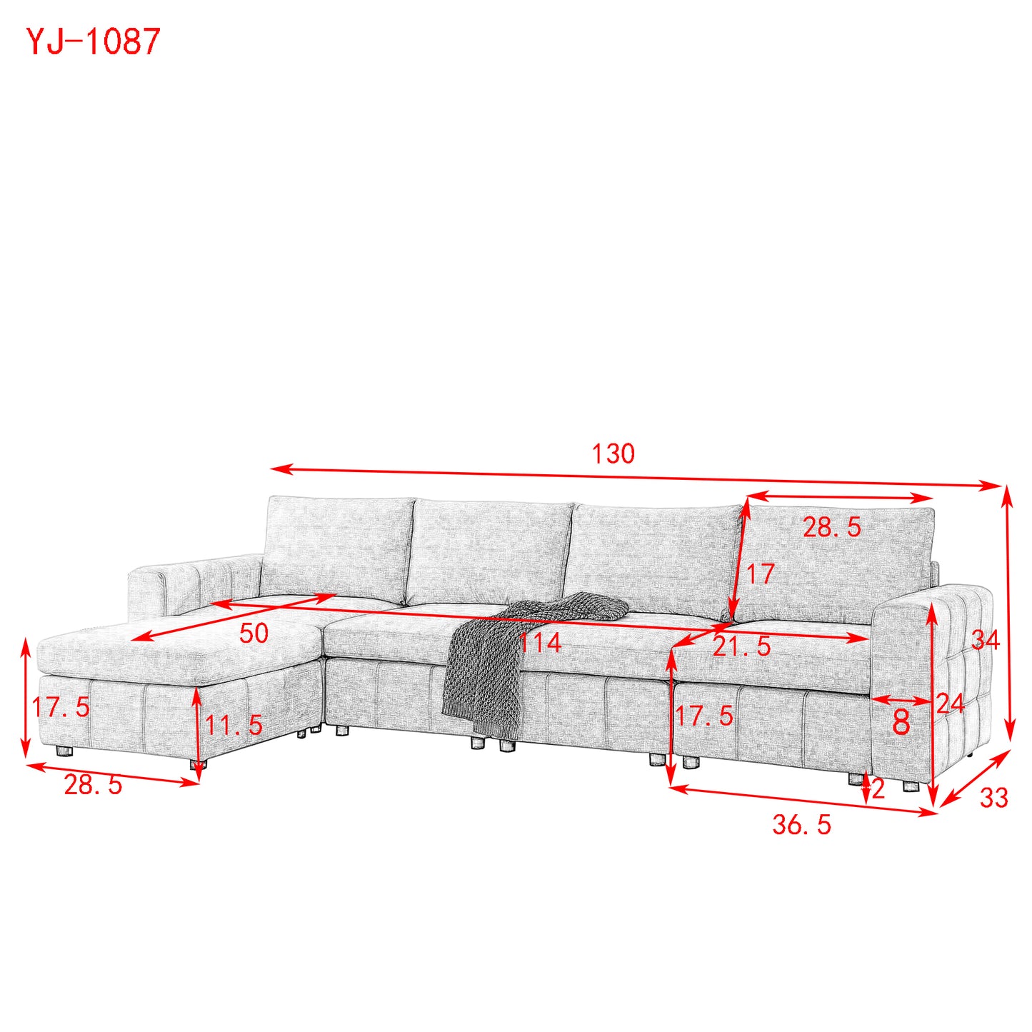 Varga Modular Sectional Sofa Sets (4-Seater with Ottoman) - Gray