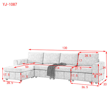 Varga Modular Sectional Sofa Sets (4-Seater with Ottoman) - Gray