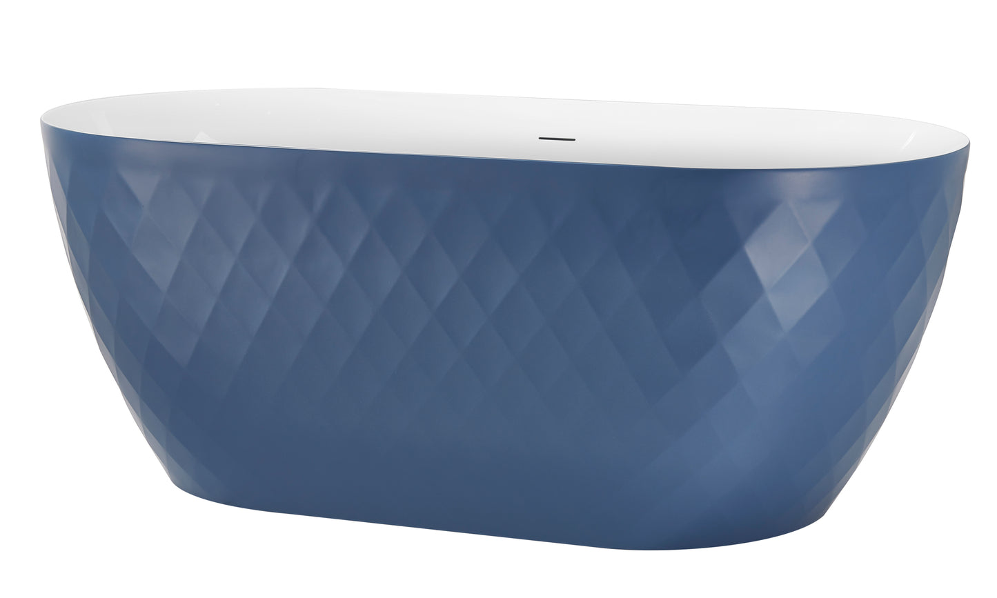 Karat 59'' Oval Acrylic Freestanding Soaking Bathtub - White+Blue