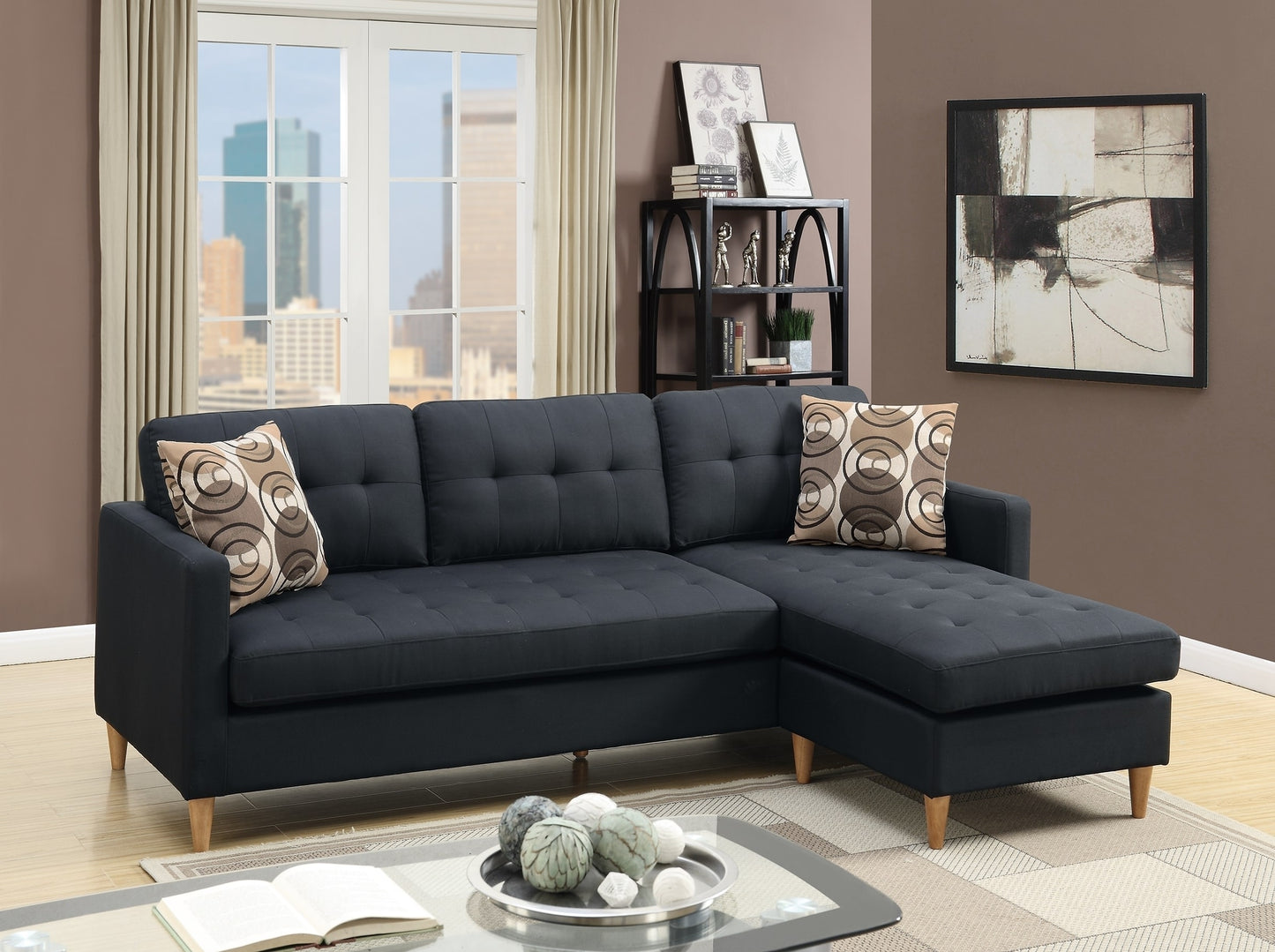 Zara Tufted Back Modular Sectionals Sofa - Black