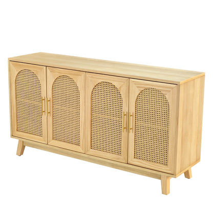 Xenia 4-Door Cabinet with Rattan - Natural