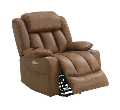 Omarion Power Recliner w/Lift, Heating & Massage - Brown