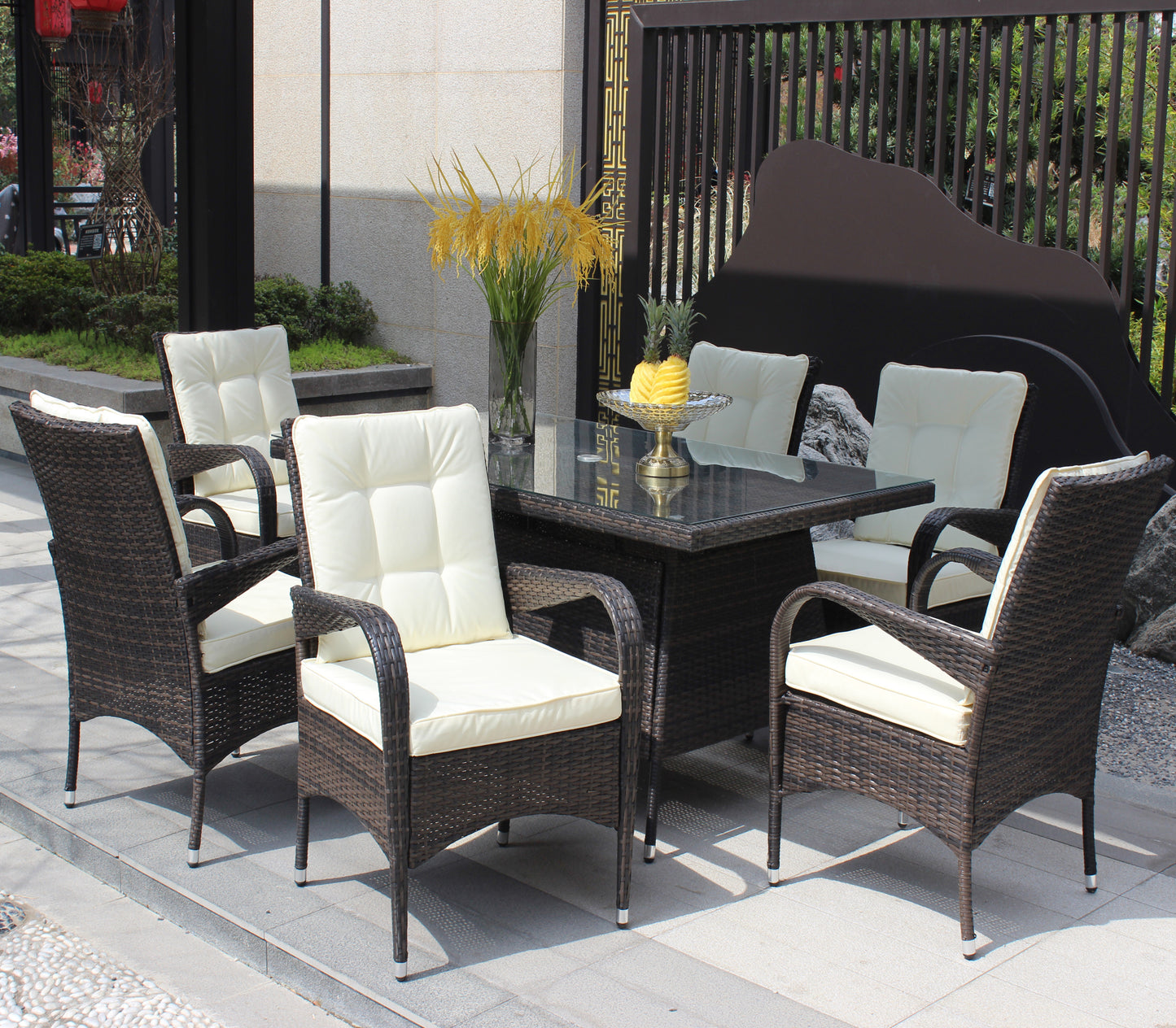 Lugo 7 Pc Patio Rectangular Dining Set