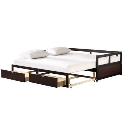 Urban Twin Size Wooden Daybed with 2 Drawers - Espresso