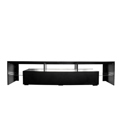 Nate Gloss TV Stand with LED Lights for 80 inch TV - Black