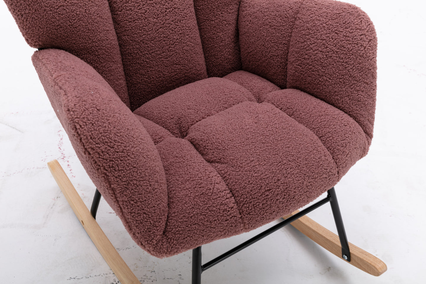 Noble Teddy Wool Fabric Upholstered Rocking Chair - Red