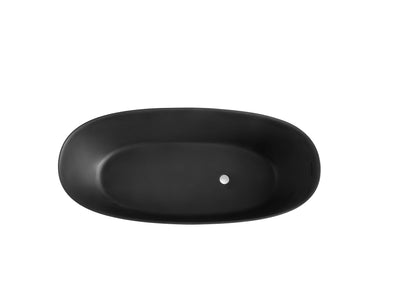 Onyx Solid Surface Freestanding  Bathtub  -  Black