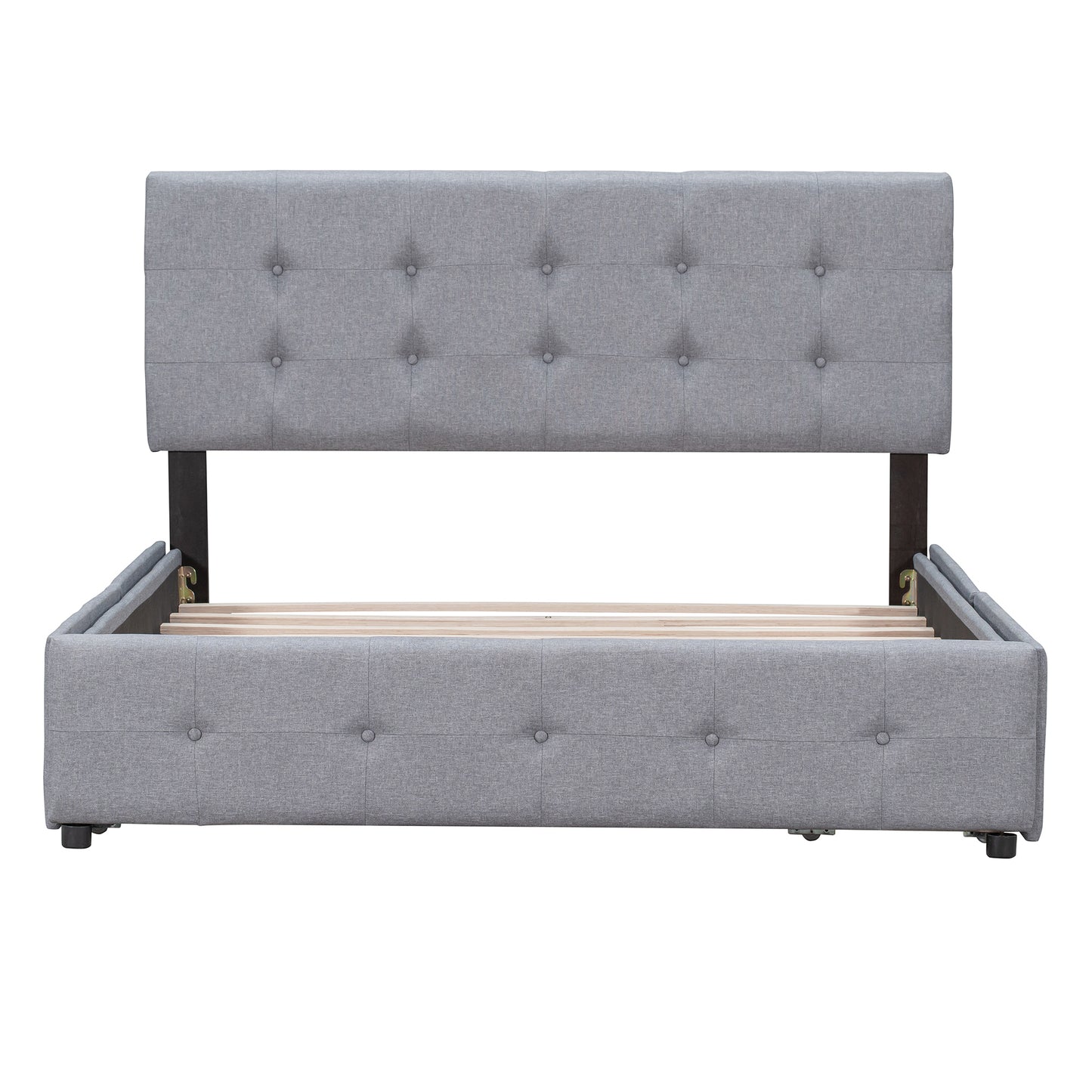 Draco Queen Size Platform Bed with 4 Drawers - Light Gray