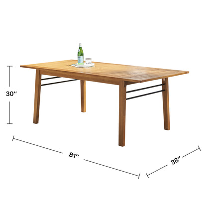 Carlton Patio Wood Dining Table - Light Brown