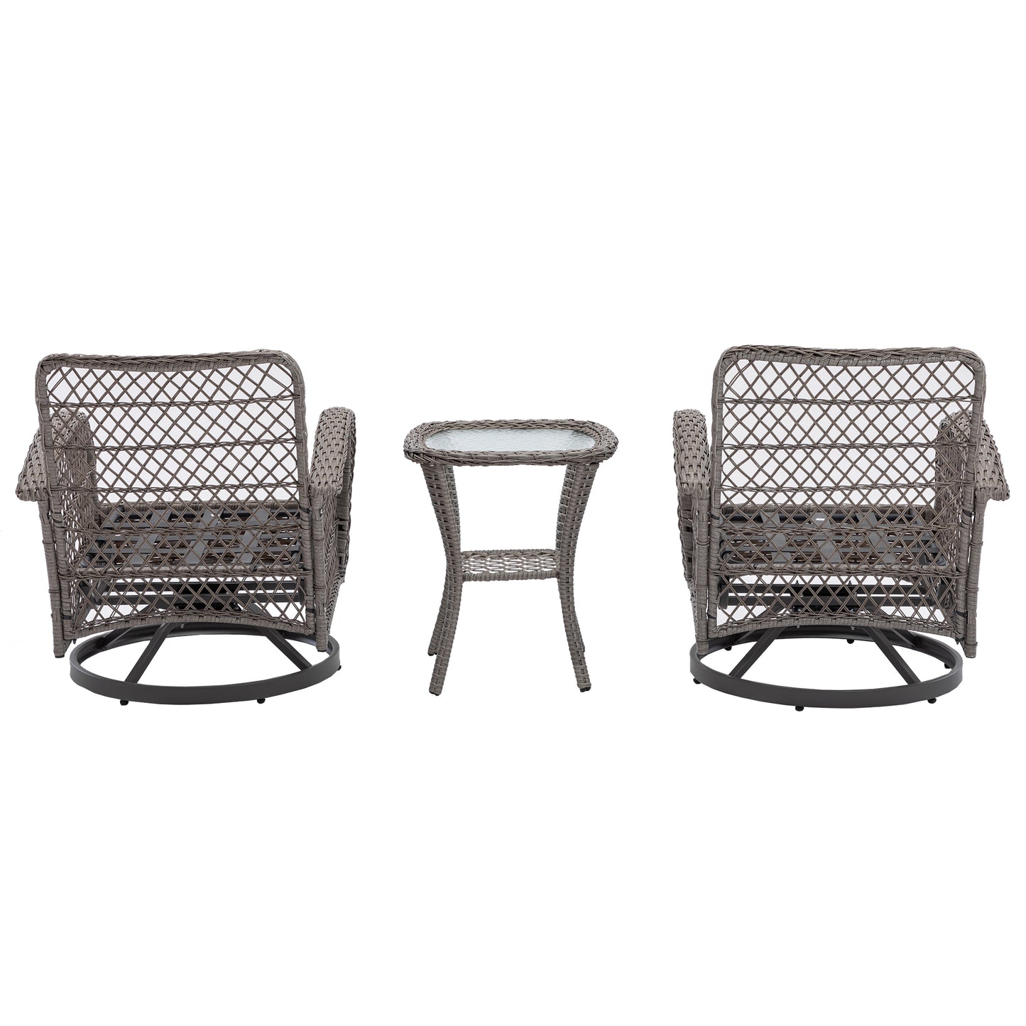 Tompkins 3 Pc Outdoor Swivel Rocker Patio Chairs - Gray