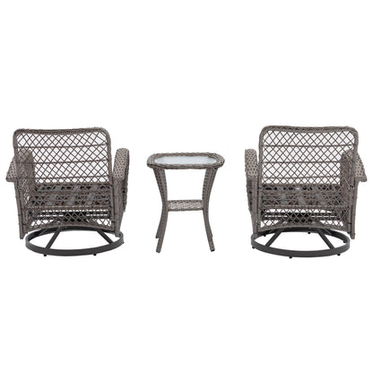 Tompkins 3 Pc Outdoor Swivel Rocker Patio Chairs - Gray