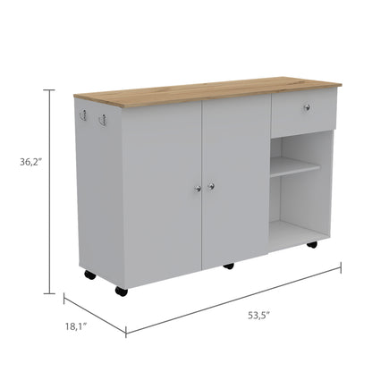 Victoria's Kitchen Island Cart  - White & Light Oak