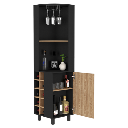 Cleveland Corner Bar Cabinet - Black/Pine