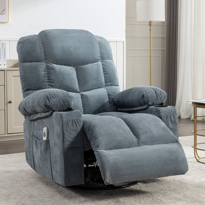 Hamza Recliner Chair Oversized with Massage and Heat - Blue