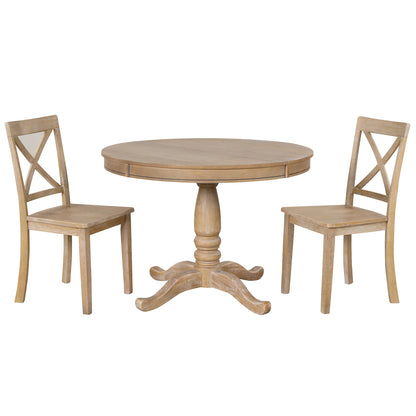 Vivia 5pc Dining Set Round Table 4x side Chairs - Natural