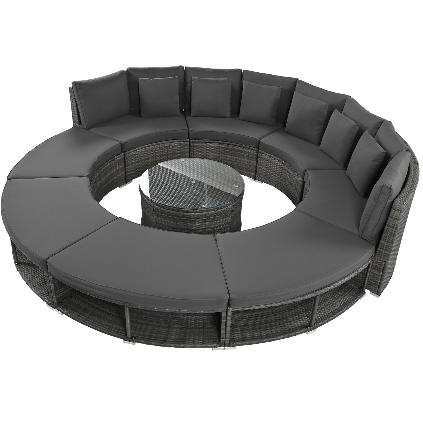 Serrano 9 Pc Outdoor Patio Circular Outdoor Sofa Set - Gray