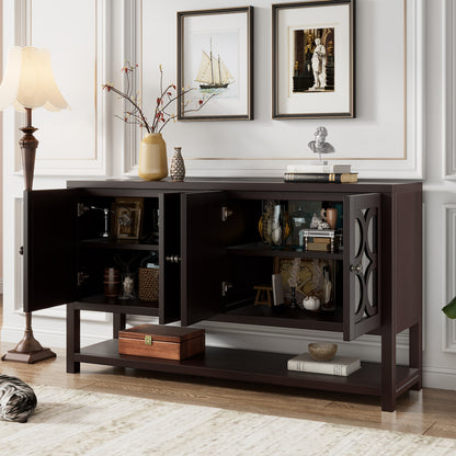 Stasia Sideboard Buffet with Mirrored Doors - Espresso