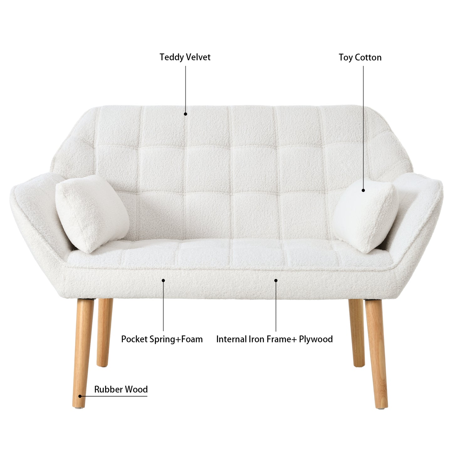 Puffins Comfy Loveseat - White