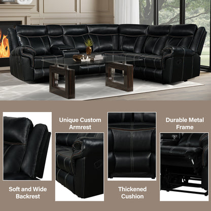 Ainka Sectional Manual Recliner - Black