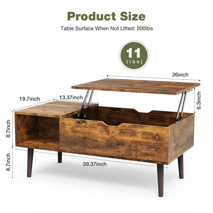 Hanna Lift Top Coffee Table - Rustic Brown