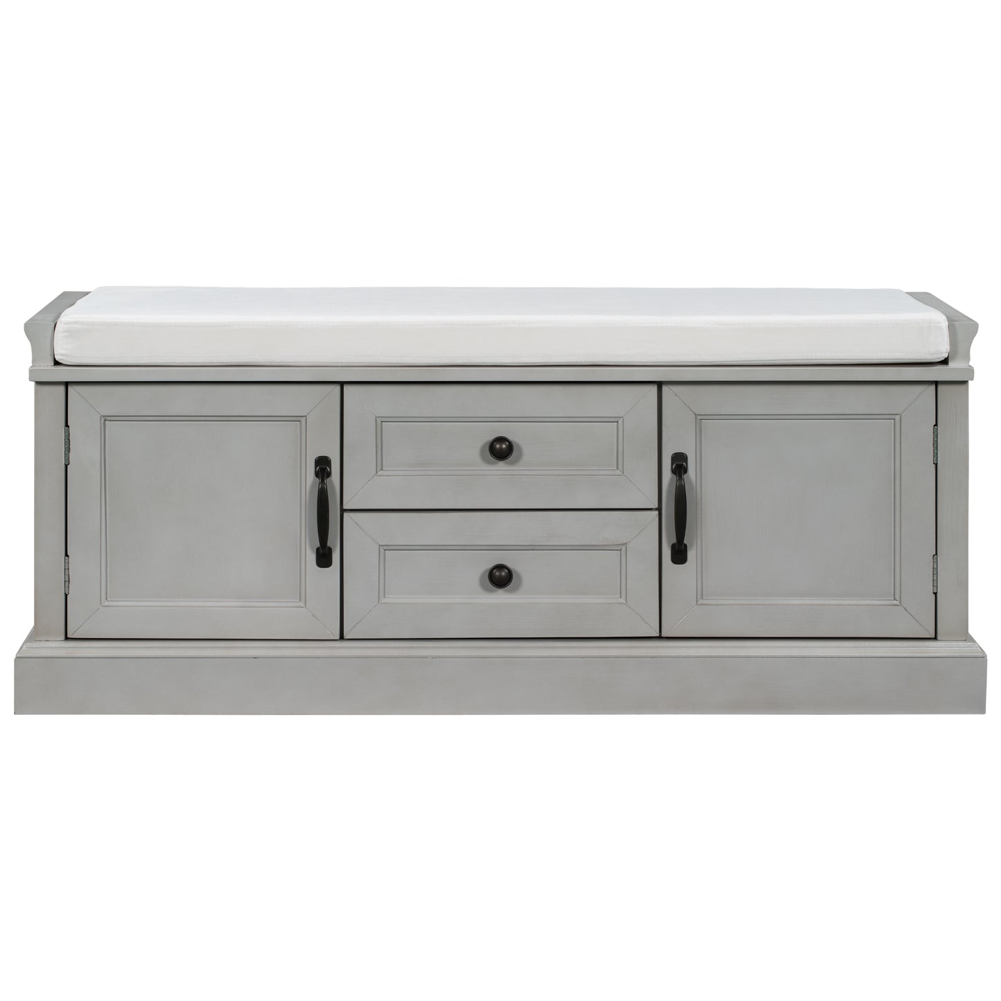 Stash Storage Bench with 2 Drawers and 2 Cabinets - Gray Wash