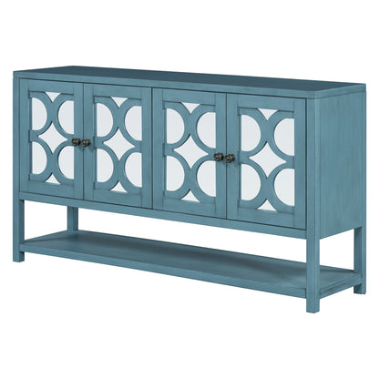 Stasia Sideboard Buffet with Mirrored Doors - Navy Blue