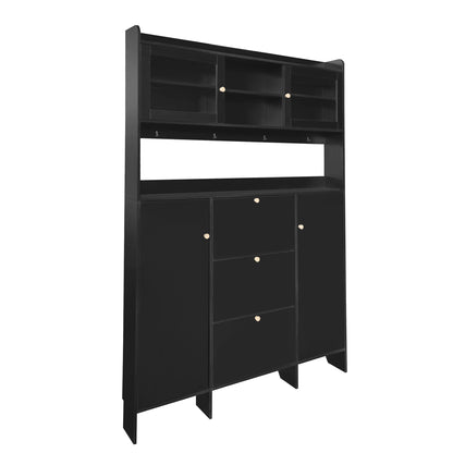 Felix Multifunctional Shoe Cabinet with Open Storage Platform - Black