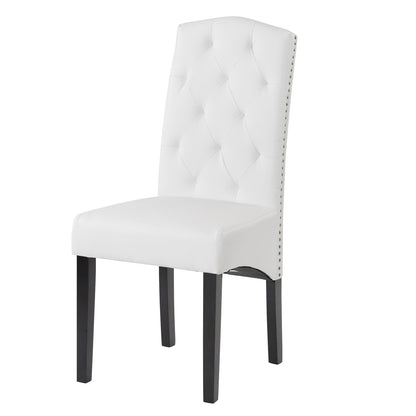 Tulay Dining PU Chair with Solid Wood Leg - White